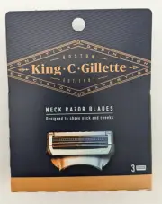 King C Gillette Neck & Cheek Razor Blades Cartridge Refills 3 Pack NEW