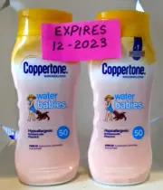 COPPERTONE Water Babies Sunscreen Lotion SPF 50 Water Resistant 8 Fl Oz 2 Pack