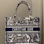 二手DIOR 迪奧 BOOK TOTE 中碼 手提包 購物袋 老虎刺繡 肩背包 M1296ZTDT_M808