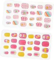 Healvian 2 Boxes Nail Piece Nail Stickers Decals Stickers Cartoon Manicure Tool False Manicures Pink Abs