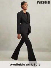 Reiss Black Haisley Wool-Blend Tailored Flared Suit Trousers (M82648) | $310