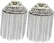 Anneome 2Pcs Decorative Epaulettes with Dangle Chains Vintage Tassel Shoulder Badge for Costume Fashion Accessory for Weddings Parties and Ceremonies