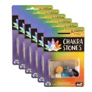 6PK Wishstone Gemstone Set Chakra Calming Wellness Stones w/ Draw String Bag