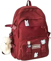[ASNAT] Cute Backpack with Kawaii Pin and Accessories Back to School Bag Large Capacity