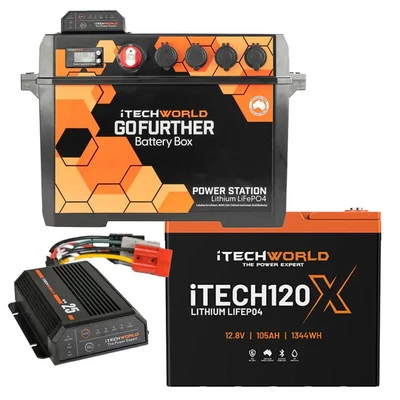 iTechworld GoFurther Battery Box Bundle with iTECHDCDC25 Charger and iTECH120X L