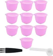 Grcfumo Reusable Coffee Capsules, Stainless Steel Coffee Pod Capsules, Delicate Refillable Coffee Filter Cup Pod with Brush for Coffee Lover (10 Cups + 1 Spoon + 1 Brush)