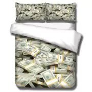 3D Dollar Cash Doona Duvet Cover Set Pillowcase Single Queen King Size Bed AU