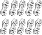 Baxnore 10PCS M3 Wire Rope Clip, 304 Stainless Steel Wire Rope Chuck, Rustproof Steel Wire Rope Double Clip, Steel Wire Rope Double Clamp for Ships