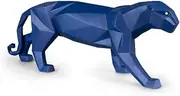 [LLADRÓ] Panther Figurine. Blue Matte. Porcelain Panther Figure.