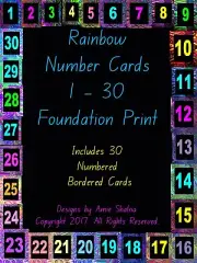 Rainbow Number Cards 1-30 Foundation Print, Teaching Resource Table Numbers