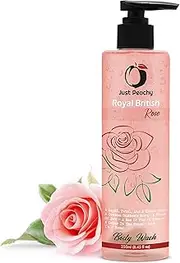 Just Peachy" Royal British Rose" Shower Gel | Body Wash | Free from SLS, Phosphates & Paraben | Enriched with Rose & Vitamin E | 100% Vegan | 250 ml