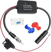 JZK 12V FM DAB+ Car radio stereo antenna signal amplifier, digital radio antenna booster, car antenna amplifier signal booster adapter for truck van suv car media head unit receiver