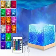 LED Ocean Wave Lamp Projector Light, 16 Colors Gradient Rotating Flame Midnight