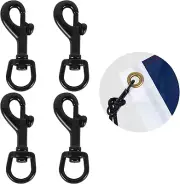 NQ Flag Swivel Snap Clips Heavy Duty Metal Flag Hooks & Craft (Black Pack of 4)