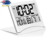 Travel Alarm Clock, Digital, Foldable, Calendar, Temperature, Timer, LCD