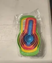 6 Pcs Plastic Colorful Measuring Cup And Spoon Set Stackable NIP