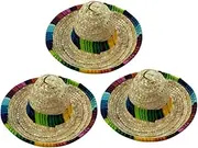Happyyami 3pcs Decorative Cat and Dog Sombrero Hat Accessories for Pet Birthday Parties Stylish Photo Props for Cats and Dogs for Dress Up and Memorable Moments