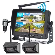2x Solar Wireless Magnetic Backup Camera + 7" Split DVR Monitor for RV Truck Bus