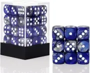 36 Pieces 12mm 6 Sided Mini Dice Set,Two Colours D6 D6-dark Blue & Black