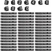 Wanfoou 50 Sets Adjustable Price Display Cube Tag, Removable Mini Cube Dollar Tag With Number Letter Pricing Label Stand Block Kit for Shop Counter (White on Black)