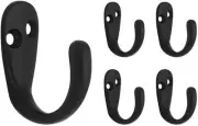 (5-Pack) Single Wall Hooks 1-Prong Coat/Hat Matte Black Hooks for Hanging Wal...