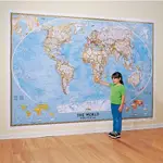 【友客里】((1世界地圖)) 英文版-美國製-193 X280 CM -世界最大的地圖-THE WORLD MAP壁貼