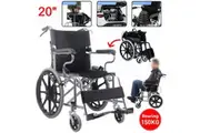 OZNALA Lightweight 20" Foldable Wheelchair Park Brakes Soft Mobility Aid Disabled Fold
