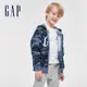 Gap 男童裝 Logo刷毛連帽外套 碳素軟磨系列-藍色迷彩(663912)