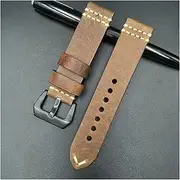 [ALMVIS] Leather Strap Vintage Handmade Watch Band 22mm 24mm Watch Strap Fit for Panerai Watch Bracelet(A,22mm)