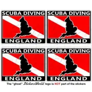 ENGLAND SCUBA DIVING Flag-English Map Shape UK Rectangular Sticker Decal 50mm x4