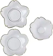 Mikinona 1 Set Elegant Trim Cherry Blossom Glass Bowl Plate Set Stylish Salad Dessert and Food Serving Dishes for All Occasions Household Tableware