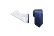 2pc Jeff Banks Men's Ivy League Formal Suit Tie And Pocket Square Set Navy