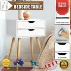 White Bedside Table 2 Drawers Side Nightstand Wood Storage Cabinet Furniture NEW