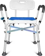 KingPavonini Bath Chair with Arms, Medical Shower Seat, Bariatric Bath Stool Safety Shower Bench with Reinforced Crossing bar for Elderly, Adults, Disabled, Silver