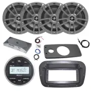 JBL Marine Radio, Spa Bezel, Adapter, ANT, Amp w/Kit, 4x 8" 375W Gray Speakers
