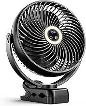 xasla 10000mAh Portable Clip On Fan With Light, 8 Inch Rechargeable Battery Operated Fan, 24H Long-last, Quiet Personal Camping Fan Digital Display, 3 Speed, 360° Rotate, for Gym Outdoor Travel