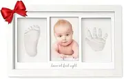 Baby Hand and Footprint Kit - Baby Prints Duo Photo Frame for Newborn - Baby Nursery Memory Art Kit Frames - Registry for Newborn Gifts, Keepsake (White)