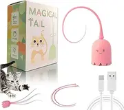 2024 New Cat Wand Toy - 2 in 1 Automatic Cat Silicone Tail Teaser Toy Silicone Teaser Tail Cat Toy, Silicone Cat Fairy Wand, Stress Relief Cat Pol Toy, Toy for Indoor Cats, Kittens, Dogs