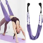 Aerial Yoga Towel, Yoga Strap Leg Stretcher with Door Anchor, Highly Elastic Stretching Band, Adjustable Yoga Strap, Yoga Strap for Full Body Training, Therapy Swing, Sling Trainer, Postnatal Recovery