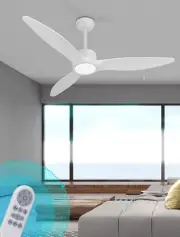 OUATER White Ceiling Fan with Light, 52 inch Wood Ceilings