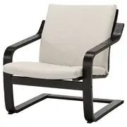 POÄNG low-back armchair, black-brown/Katorp natural colour/beige