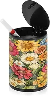Smokeless Ashtrays For Cigarettes For Cars Spring Cute Flowers Rustic Colorful Cigarette Butt Receptacle Cigarette Ash Tray Car Cup Holder Patio Kitchen Office