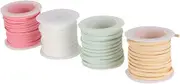 SEWACC 4pcs Double Sided Leather Strap String Suede Lace Beading Thread for DIY Jewelry Making Crafting Decoration White Beige Pink Light Blue