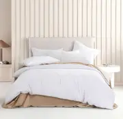 CleverPolly Vintage Washed Soft Touch Quilt Cover Set White (Single, Double, Queen, King, Super King)