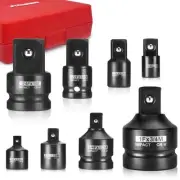 8 Piece Impact Socket Adapter and Reducer Set, 1/4, 3/8, 1/2" SAE Socket Adap...