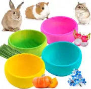 Hamster Chew Bowl,4 Pcs Dwarf Hamster Food Bowl Wood Edible Chew Toys for Rabbit