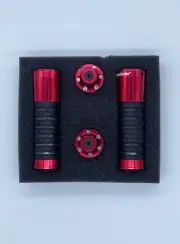 BikeMaster - 101943 - 7/8" Red LED Illuminated Luma Grips with Bar Ends
