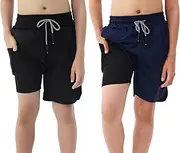 [IRELIA] 2 Pack Boys 2 in 1 Running Shorts Kids Box Brief Liner Compression Active Sports Shorts
