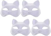 Ipetboom 4Pieces Masks White Cat Masks Blank DIY Halloween Mask, Cat Masks Halloween Mask Prop Cosplay Party Stage Performance Blank Mask