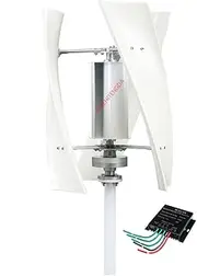 No Noise Vertical Axis Wind Turbine Generator,1000W Wind Turbine Vertical 12V 24V 48V with MPPT Controller for Home Street Lighting (White)